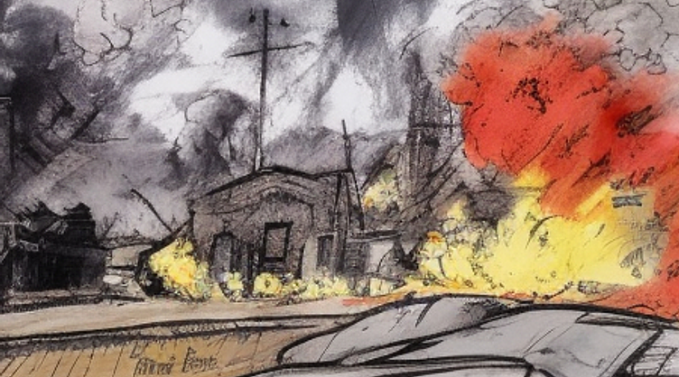 Тут саме між ними пролетів ще один снаряд Тут саме між ними пролетів ще один снаряд