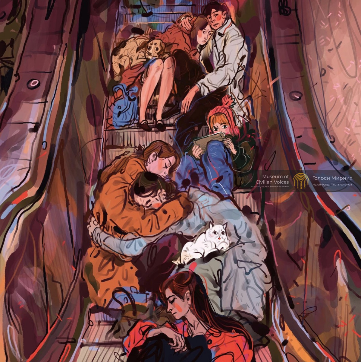 People on the subway escalator during another 4-6 hour air raid alert